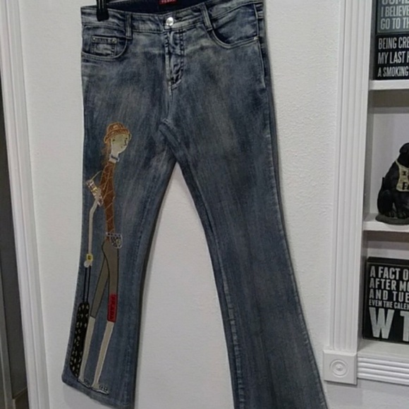 Denim - Stylish Blue Jeans with Artistic Design